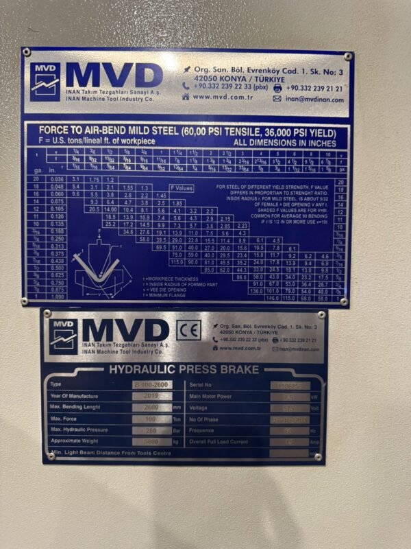 Used 2019 MVD Press Brake - Image 5