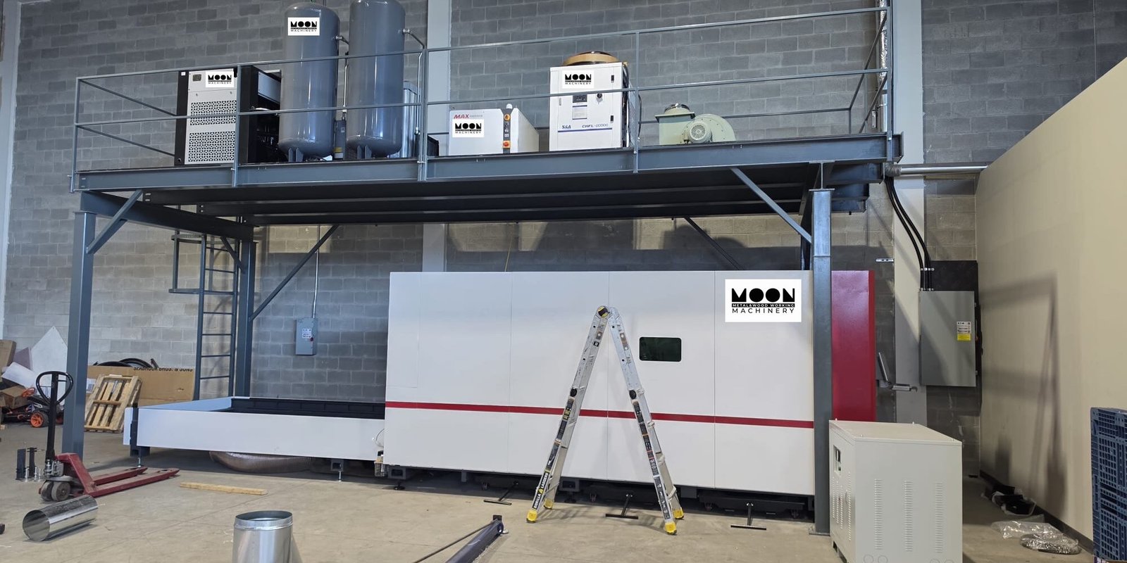 moon machinery laser with mezzanie